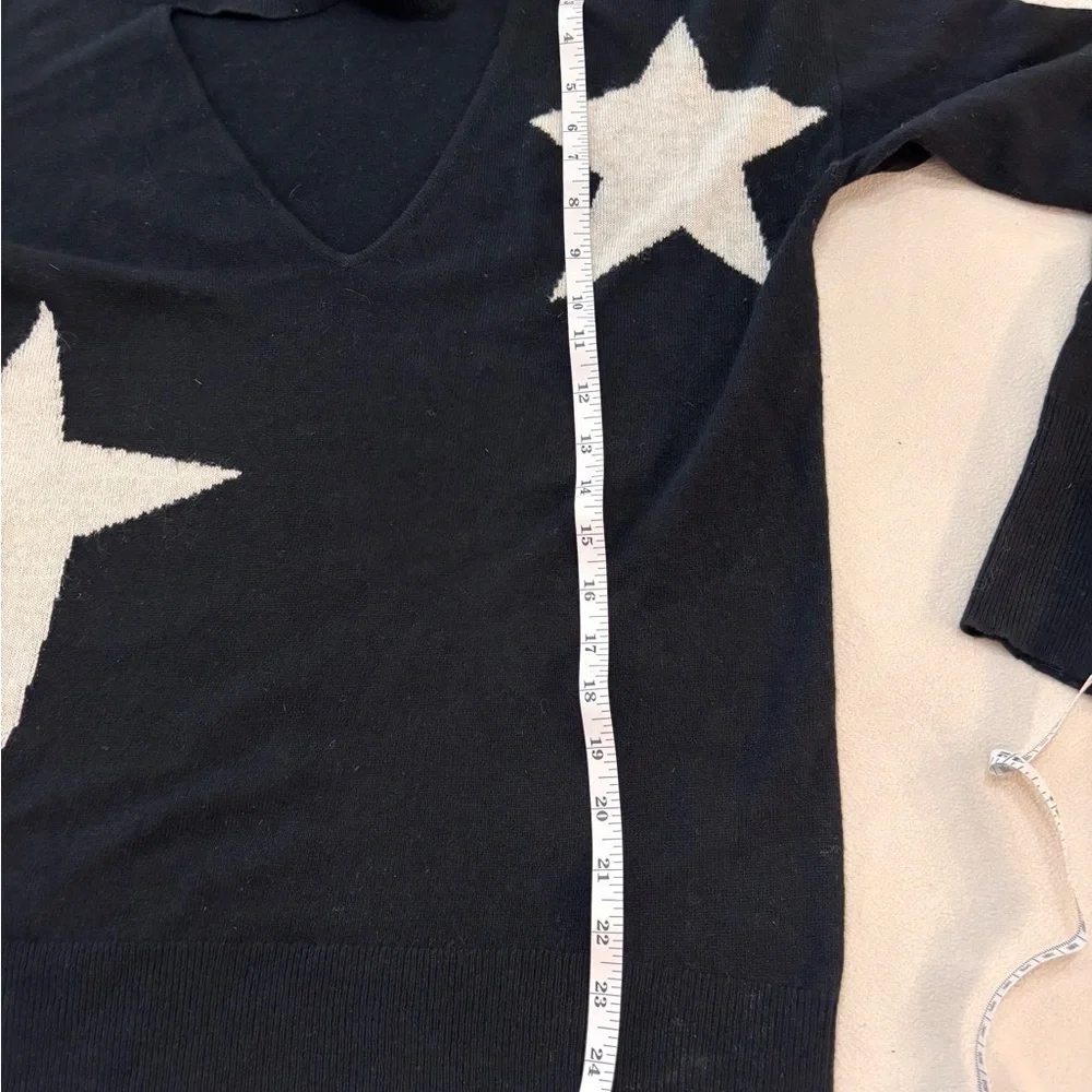 Pam &  Gela  Black Star Sweater- V- neck cutout detail. Size S - Picture 7 of 9